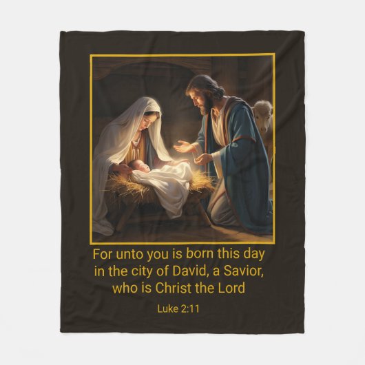 クリスマス出生神聖な家族宗教 フリースブランケット (正面)