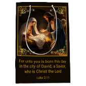 クリスマス出生神聖な家族宗教 ミディアムペーパーバッグ (正面)