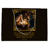 クリスマス出生神聖な家族宗教 ラージペーパーバッグ (裏面)