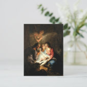 クリスマス出生聖なる夜18世紀の芸術 シーズンポストカード (スタンド正面)