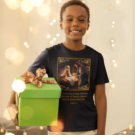 クリスマス出生聖なる家族の宗教ルカ2:11 Tシャツ