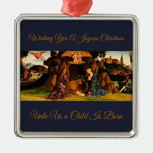 クリスマス出生聖家族の風景 メタルオーナメント (正面)