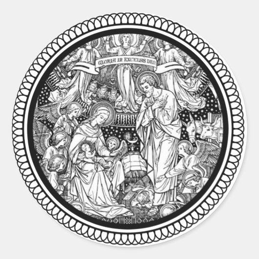 クリスマス出生誕生のイエズマリヨセフ ラウンドシール (正面)