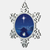 クリスマス出生 スノーフレークピューターオーナメント (右)