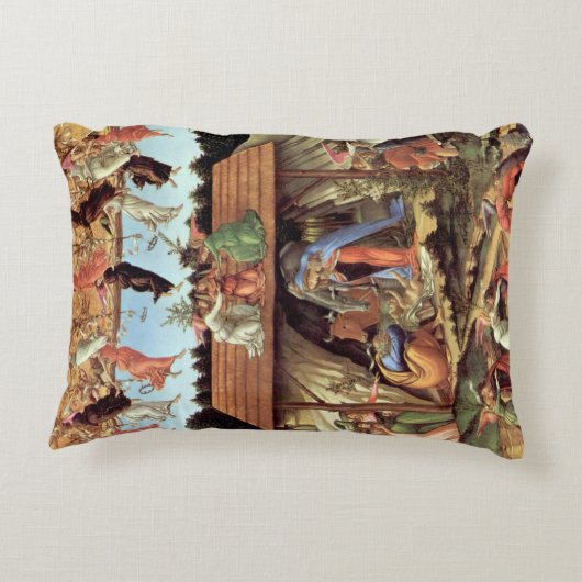 クリスマス出生、誕生のBotticelli著 アクセントクッション (裏面)