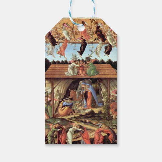 クリスマス出生、誕生のBotticelli著 ギフトタグ (正面)