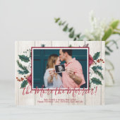 クリスマス出産報告カード　写真付き 招待状 (スタンド正面)