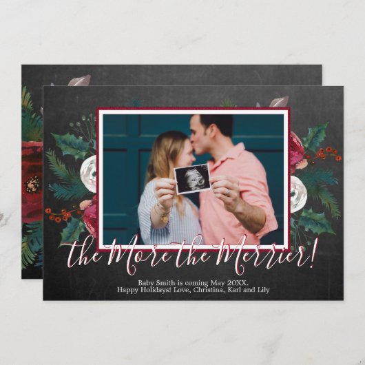 クリスマス出産報告カード　写真付き 招待状 (正面/裏面)