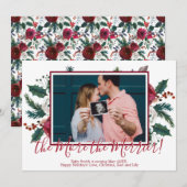 クリスマス出産報告カード 松の写真 招待状 (正面/裏面)