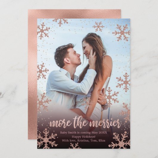 クリスマス出産発表写真カード 招待状 (正面/裏面)