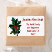 クリスマス出荷ラベルのカスタマイズ可能なホリー ラベル (インサイチュ)