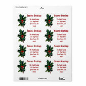 クリスマス出荷ラベルのカスタマイズ可能なホリー ラベル (フルシート)