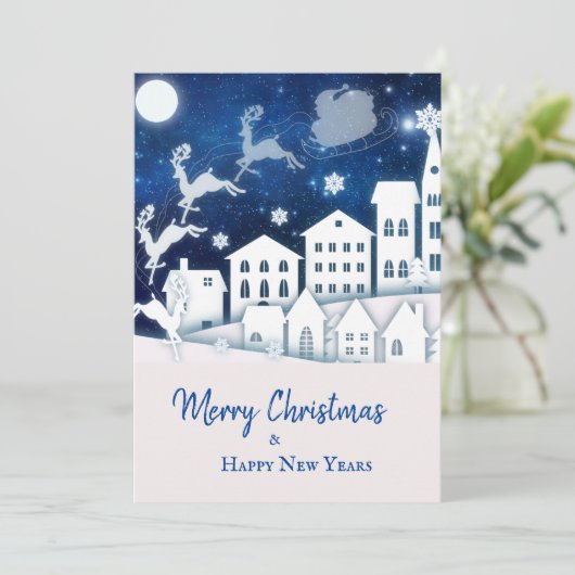 クリスマス切り出しの町とサンタクロースの夜 シーズンカード (スタンド正面)
