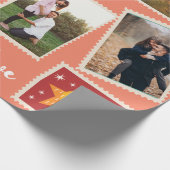 クリスマス切手おもしろい写パーソナライズされた真 ラッピングペーパー (角)