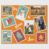 クリスマス切手オおもしろいレパーソナライズされたンジ ラッピングペーパー (フラット)