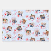 クリスマス切手コラージュ家族の写真 ラッピングペーパーシート (正面)