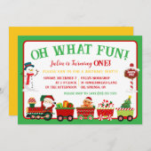 クリスマス列車おおーおもしろい!誕生日パーティー 招待状 (正面/裏面)