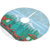 クリスマス列車と小犬 ブラッシュドポリエステルツリースカート (アングル)