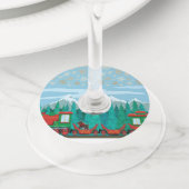 クリスマス列車と小犬 ワイングラスタグ (クローズアップ)