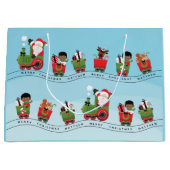 クリスマス列車に乗る黒少年 ラージペーパーバッグ (正面)