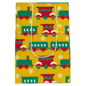 クリスマス列車のパターン ミディアムペーパーバッグ (裏面)