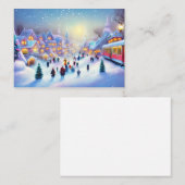 クリスマス列車の村の予算ミニクリスマス ノートカード (正面/裏面)