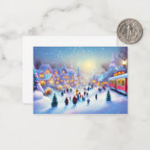 クリスマス列車の村の予算ミニクリスマス ノートカード (正面/裏面インサイチュ)