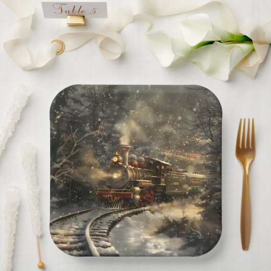 クリスマス列車 ペーパープレート (ウェディング)