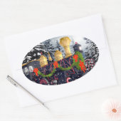 クリスマス列車 楕円形シール (封筒)