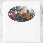 クリスマス列車 楕円形シール (バッグ)