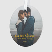 クリスマス初の両面結婚した写真 オーナメント (正面)