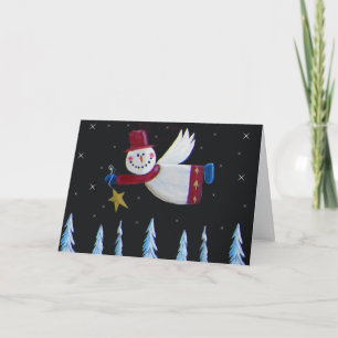 クリスマス初期の雪だるま天使 シーズンカード