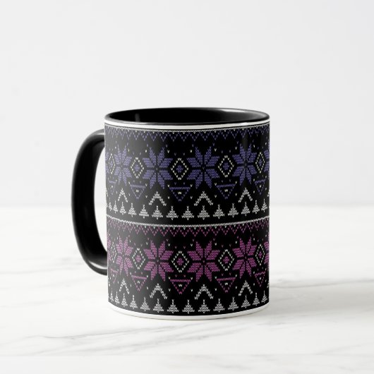 クリスマス刺繍クロスステッチのダサ可愛いセーター マグカップ (正面左)