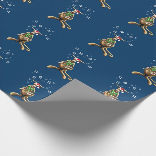 クリスマス前のオーストラリアのカンガルーの夜 ラッピングペーパー (角)
