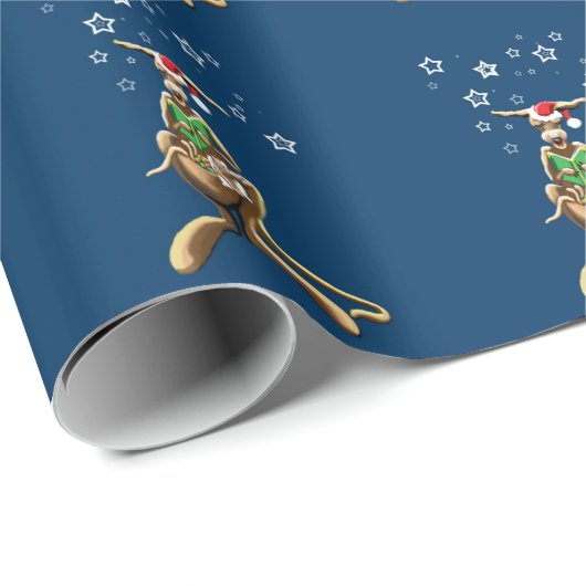 クリスマス前のオーストラリアのカンガルーの夜 ラッピングペーパー (ロールコーナー)