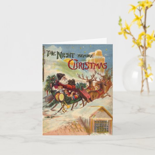 クリスマス前のヴィンテージクリスマスナイト カード (黄色い花)