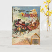 クリスマス前の夜のヴィンテージクリスマス カード (黄色い花)