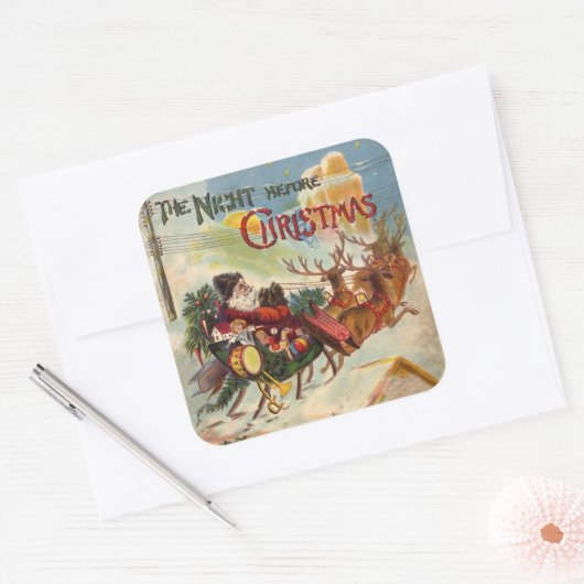 クリスマス前の夜のヴィンテージクリスマス スクエアシール (封筒)