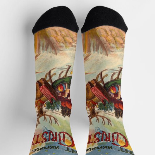 クリスマス前の夜のヴィンテージクリスマス ソックス (上部)