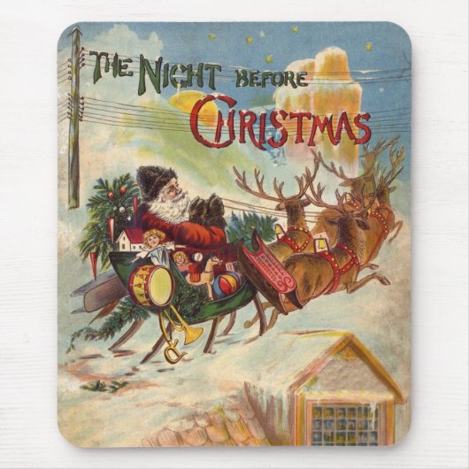 クリスマス前の夜のヴィンテージクリスマス マウスパッド (正面)