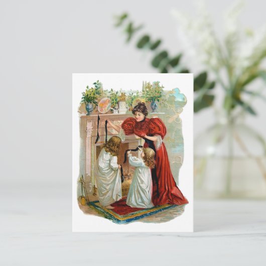 クリスマス前の夜の母と娘 シーズンポストカード (スタンド正面)