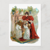 クリスマス前の夜の母と娘 シーズンポストカード (正面)