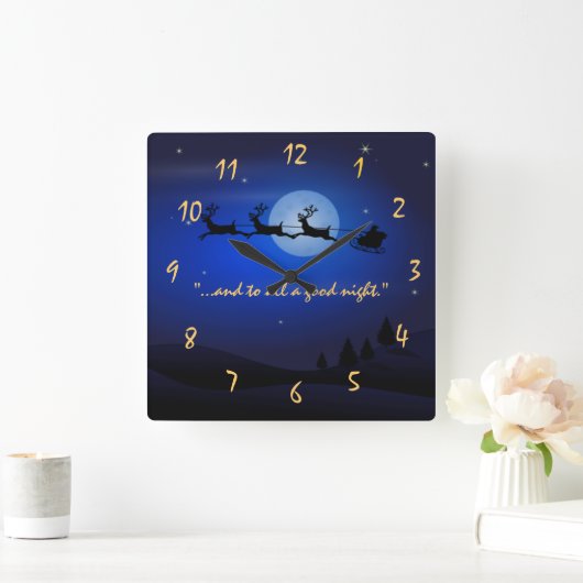 クリスマス前の夜の聖ニコラスからの訪問 スクエア壁時計 (ホーム)