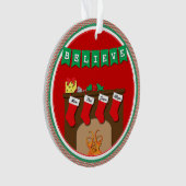 クリスマス前の夜キスをするネズミ・ 4ストッキング オーナメント (正面)