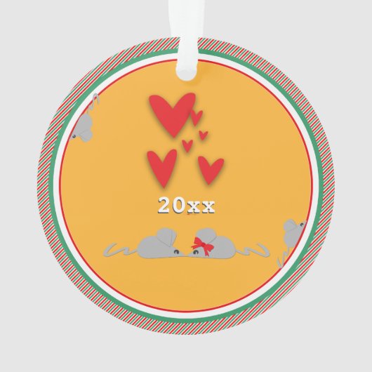 クリスマス前の夜キスをするネズミ・ 4ストッキング オーナメント (裏面)