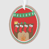 クリスマス前の夜キスをするネズミ・ 4ストッキング オーナメント (正面)