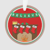 クリスマス前の夜キスをするネズミ・ 4ストッキング オーナメント (正面)