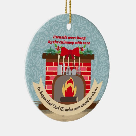 クリスマス前の夜シェフニコラスグルメ セラミックオーナメント (右)