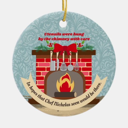 クリスマス前の夜シェフニコラスグルメ セラミックオーナメント (正面)