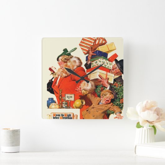 クリスマス前の夜 スクエア壁時計 (ホーム)